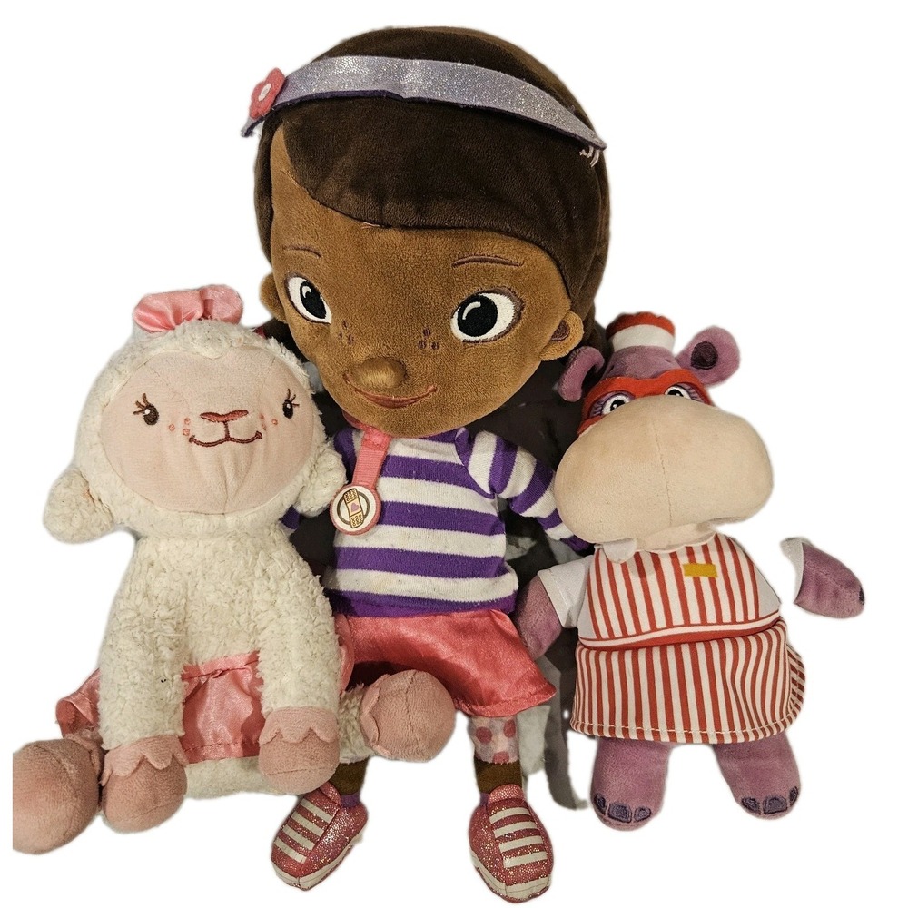 Disney‎ Doc McStuffins Plush Lot of 3 Doc Lambie Hallie 12"
